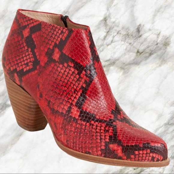 LBERTO ZAGO Snakeskin-Effect Leather Ankle Booties - Picture 2 of 9